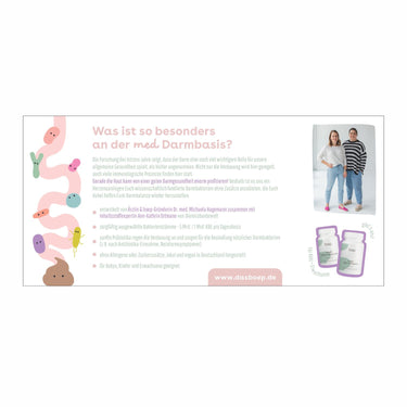 Rückseite des Flyers von der Darmbasis von das boep zur Darmkur und bei Baby Bauchschmerzen