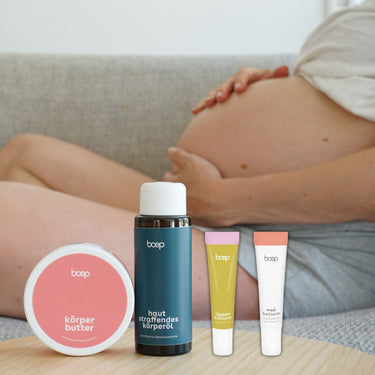 Geschenk für Schwangere von das boep mit Schwangerschaftspflege für den Babybauch und wunde Brustwarzen vom Stillen
