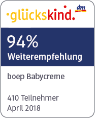 94% der dm-Produkttester empfehlen die boep Babycreme